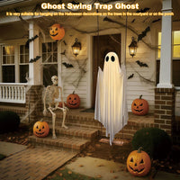 Halloween Hanging Swing Ghost Halloween Decoration With String Lights Ghost Cute Ghost Battery Powered Spooky Ghost Ornament