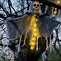 Halloween Hanging Ghost with Lights Hanging Skull Horror Ghost Grim Reapers for Haunted House Halloween Party Decoration
