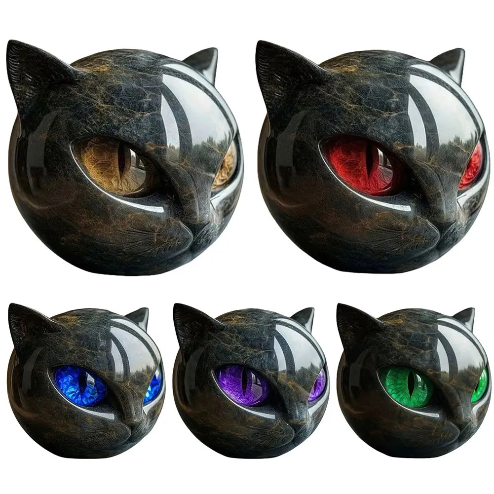 Halloween Black Cat Sculpture Resin Tabletop Cat Statue Unique Cat Figure Elegant Home Decor Gifts for Cat Lovers Women Men