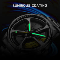 LIGE New Sports Mens Car Wheel Watches Business Waterproof Quartz Watch For Men Stainless Steel Hub Wheel Dial Design Watch Men