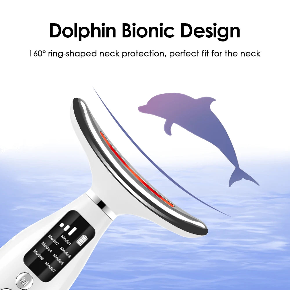 Face Neck Beauty Device 7 Modes 3 Levels Vibration Face Lifting Massager LED Phototherapy Skin Tightening Neck Wrinkles Remover