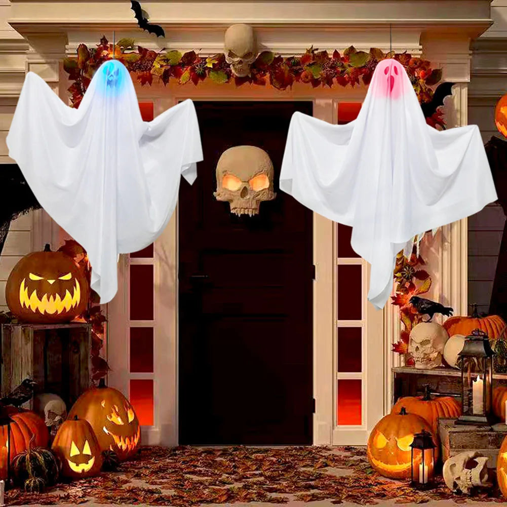 Halloween Hanging Ghost Scary Skull Gauze Party Skull Skeleton Ghost Ornament Horror Props Outdoor Entrance Decoration Props