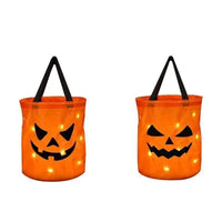 LED Light Halloween Trick Or Treat Bucket Pumpkin Candy Bags Collapsible Halloween Basket For Thanksgiving Party Gift Basket