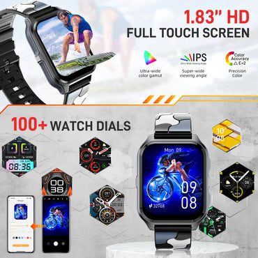 LaNikar New Smart Watch 3ATM Waterproof 100+ Sports Modes Heart Rate Blood Pressure Oxygen Saturation Monitoring HD Audio Calls