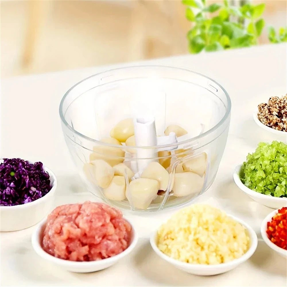 Manual Garlic Chopper Hand Pull String Vegetable Cutter Multifunctional Onions Mincer Ginger Fruits Nuts Kitchen Food Processor
