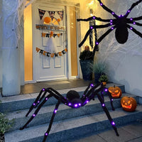 30/50/75/90/125/150cm Halloween Glowing Spider Plush Spider Ornament LED Light Effect Spider Halloween Festival Decorative