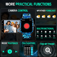 LaNikar Smart Watch 3ATM Waterproof Men 1.96" KT71 Fitness Tracker Heart Rate Bluetooth Call Camouflage Color Original Design