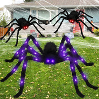 30/50/75/90/125/150cm Halloween Glowing Spider Plush Spider Ornament LED Light Effect Spider Halloween Festival Decorative