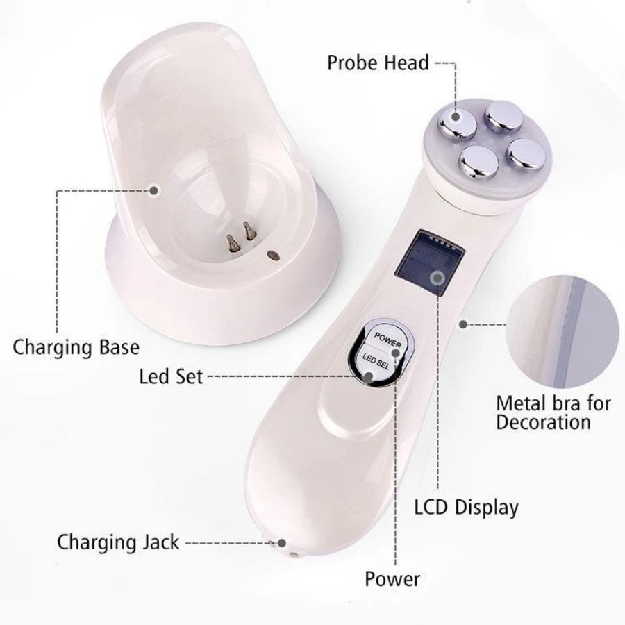 Facial Beauty Device With 5 Color And 5 Massage Mode, Household SPA Skincare Equipmen, Face Massager, Neck Massager, USB Recharg