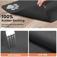 Absorbent Pet Feeding Mat with Waterproof Rubber Backing for Dog and Cat Food and Water Bowls QuickDry Striped Dark Gray Mat 12