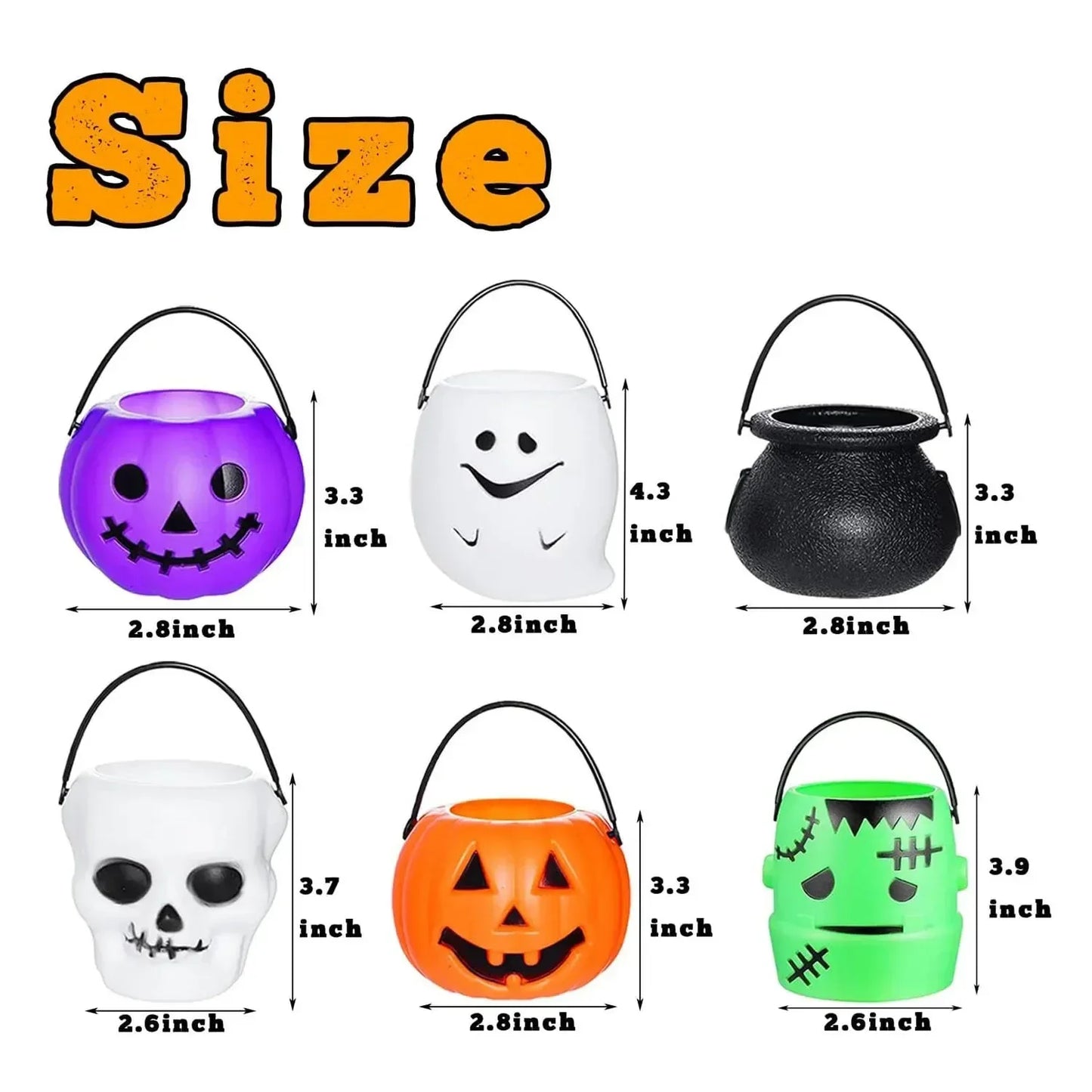 Halloween Candy Bucket Mini Halloween Candy Holder Pumpkin Ghost Cauldron Plastic Bucket Party Supplies for Trick or Treat