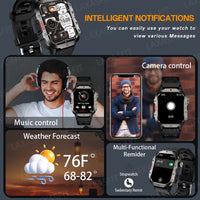 LAXASFIT Smart Watch Bluetooth Voice Call Smart Watch with LED Flashlight Health Monitor Outdoor Sports Smart Watch