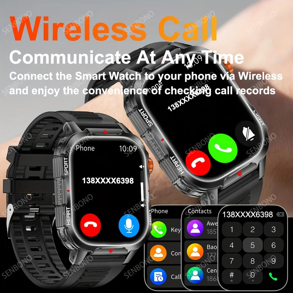 SENBONO Smartwatch Men Bluetooth Call Fitness Tracker Heart Rate Monitor with 1100mah Battery Sport Smart Watch IP68 Waterproof