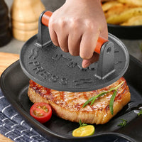 Cast Iron Smash Burger Press Heavy-Duty Hamburger Patties Meat Masher Circular Meat Press Mold for Deli Meats Kitchen Accessory