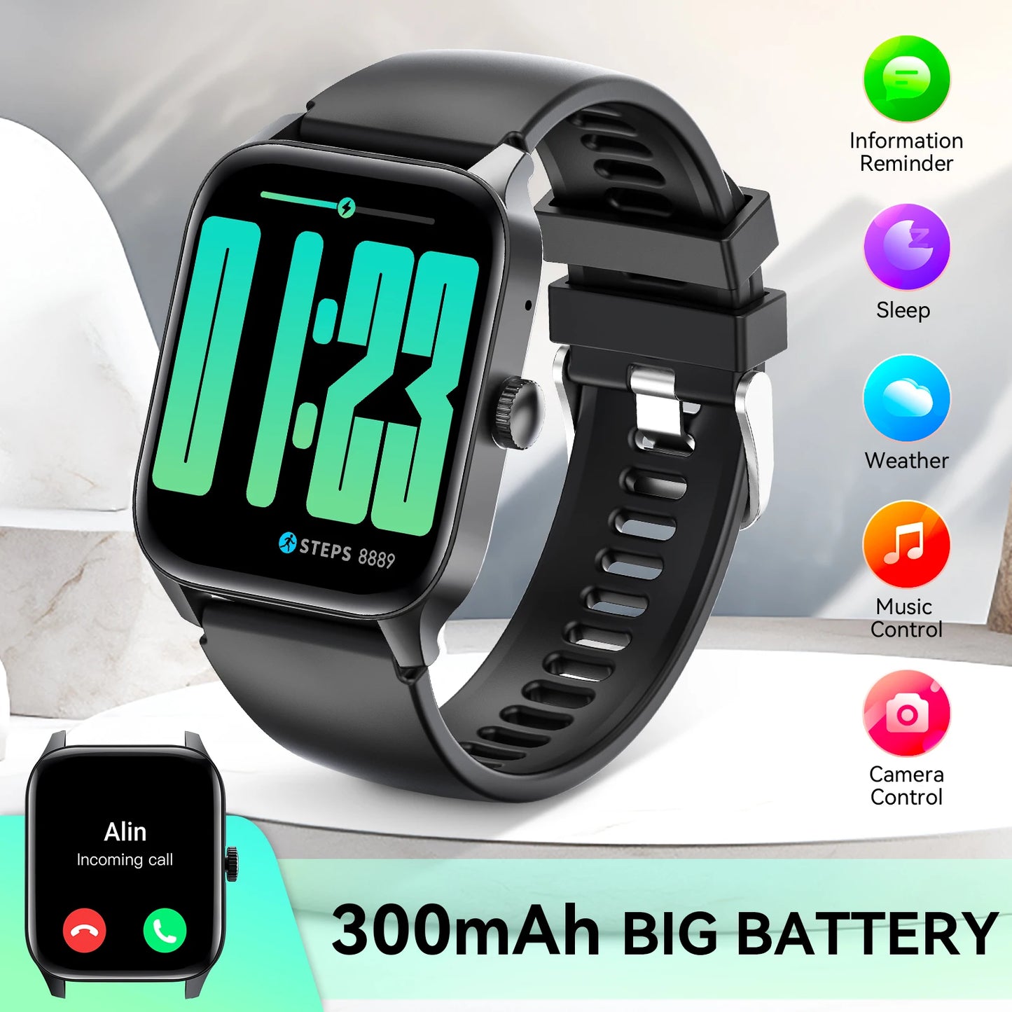 LaNikar New Smart Watch QS56 For Men And Women 1.83" TFT Bluetooth Call Sports Watch Health Monitor IP67 Waterproof Custom Dial